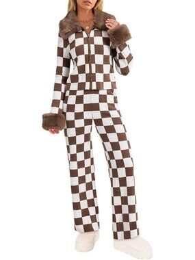 Stylish Color Block Winter Snow Suit for Women - Cozy Sweater Ski Outfit